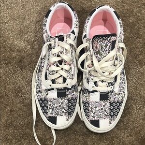Vans Sneakers with Black and Pink Floral Design